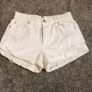 Garage white jean shorts